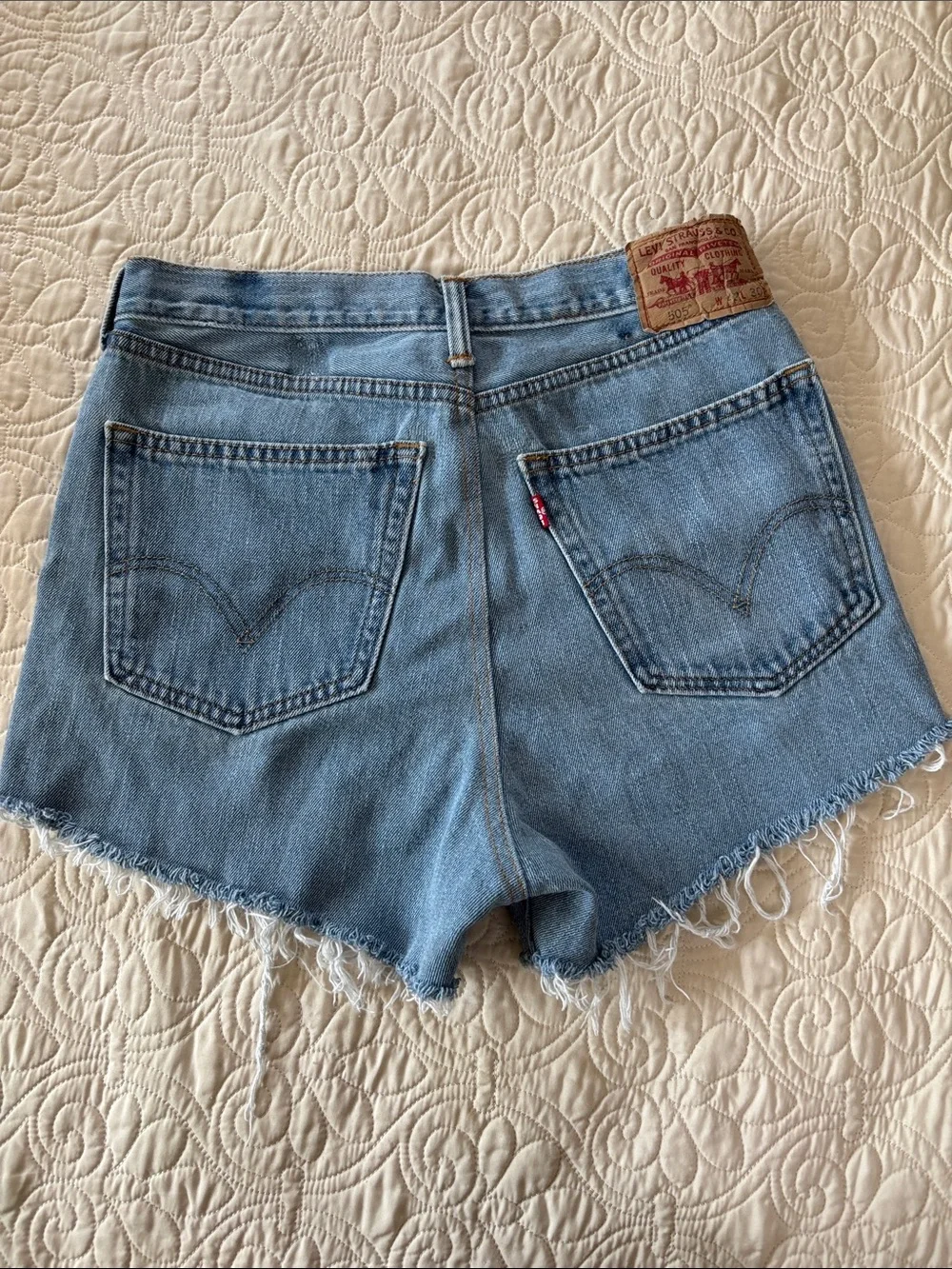 Levis Upcycled Frayed Hem Jean Shorts
